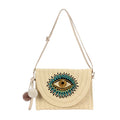 Evil Eye Straw Envelope Shoulder Bag