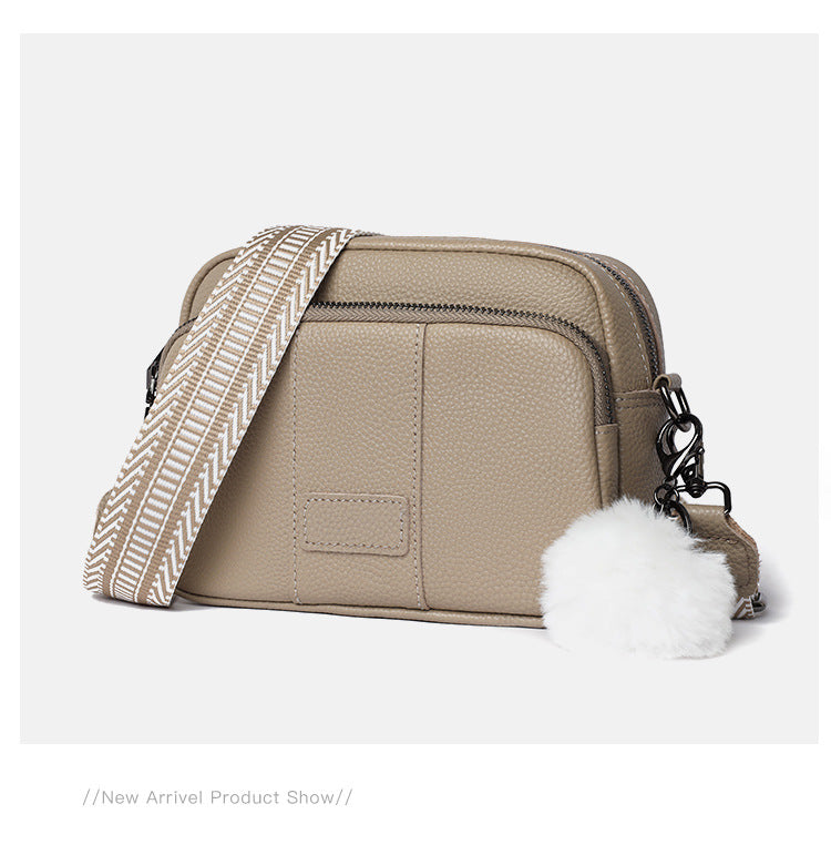 Genuine Leather Crossbody Bag, Minimalist Square Shoulder Bag for Women