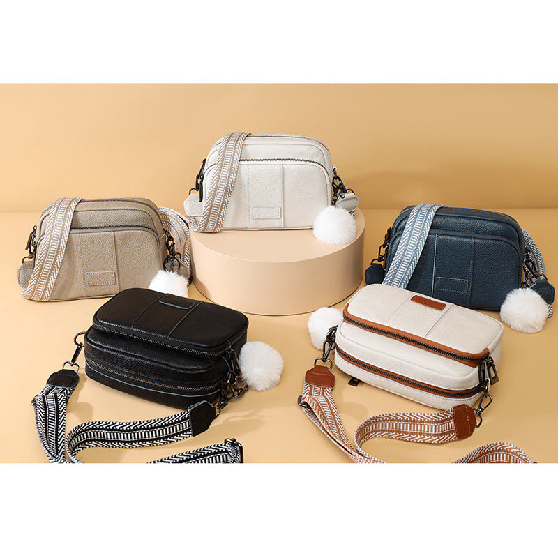 Genuine Leather Crossbody Bag, Minimalist Square Shoulder Bag for Women
